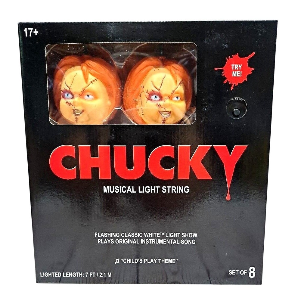 Gemmy Chucky Musical Light String Child's Play Theme Horror Halloween Decor 7ft